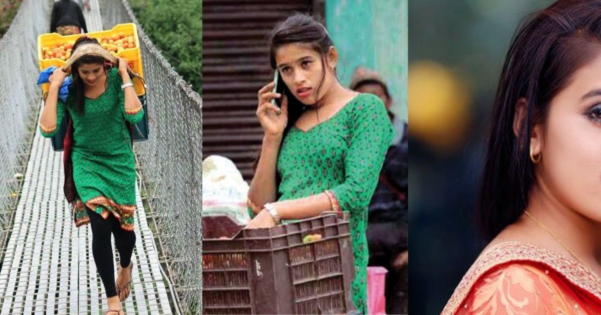pictures of a girl carrying vegetables went viral