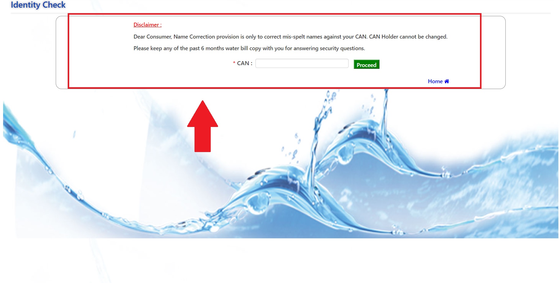 free water supply registration steps