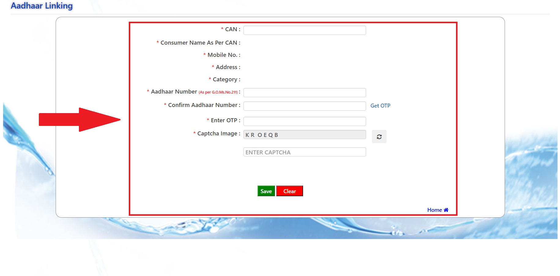 free water supply registration steps