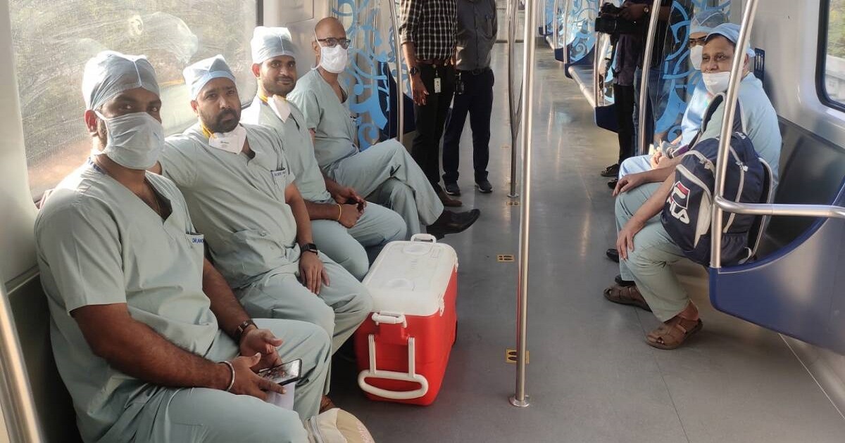 heart transport in hyderabad metro train