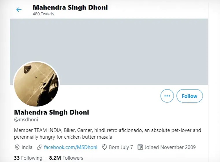Why did blue tick removed on Dhoni Twitter account