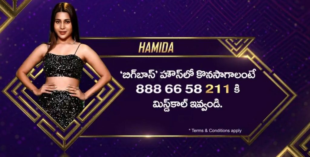 Bigg Boss 5 Telugu Vote for Hamida