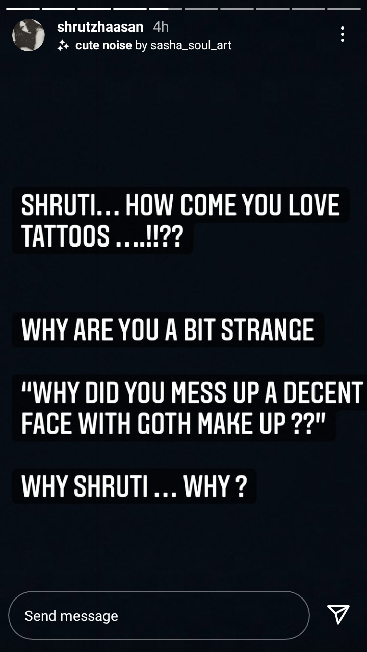 Shruti Hassan reply to the netizens comments on her face