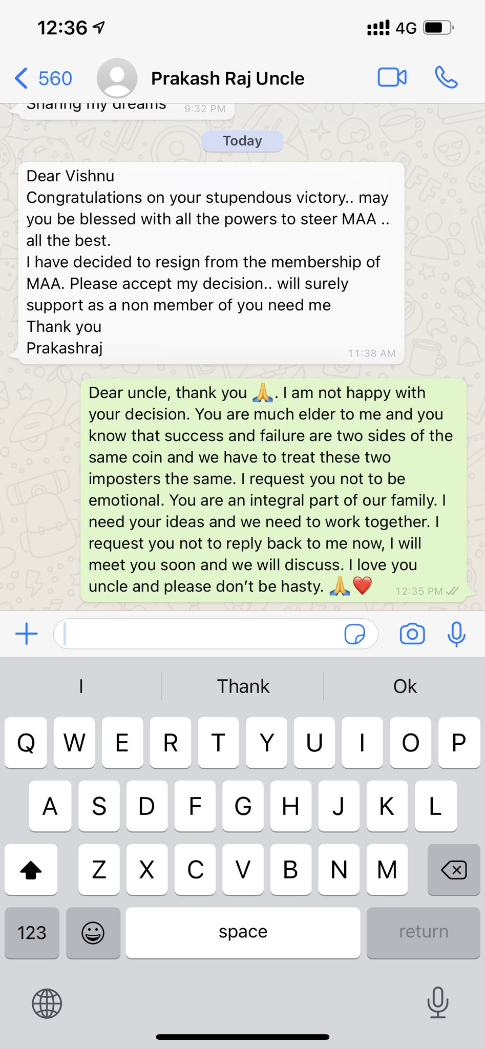 prakash raj whastapp chat with manchu vishnu before resignation