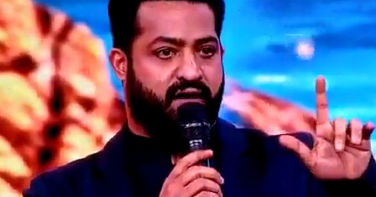 video of ntr warning his fans in rrr event goes viral
