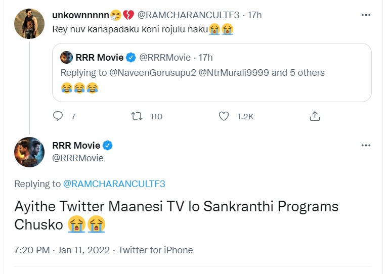 rrr team reply to a ram charan fan tweet goes viral