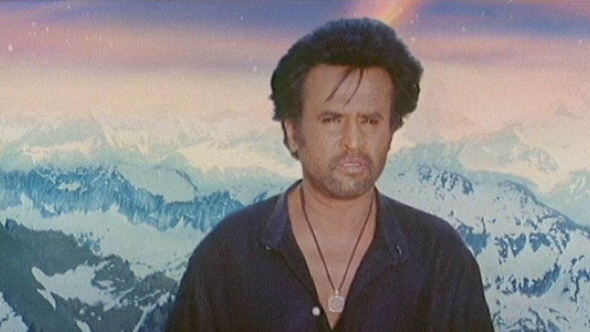 famous young celebrity in rajinikanth baba movie poster
