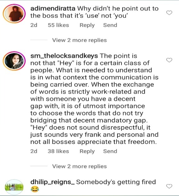 boss strong counter to his employee