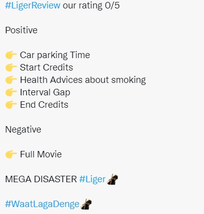 funny tweets on liger movie review