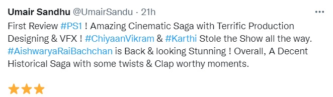 ponniyin selvan review by umair sandhu