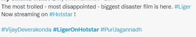 trending tweets on liger movie ott release