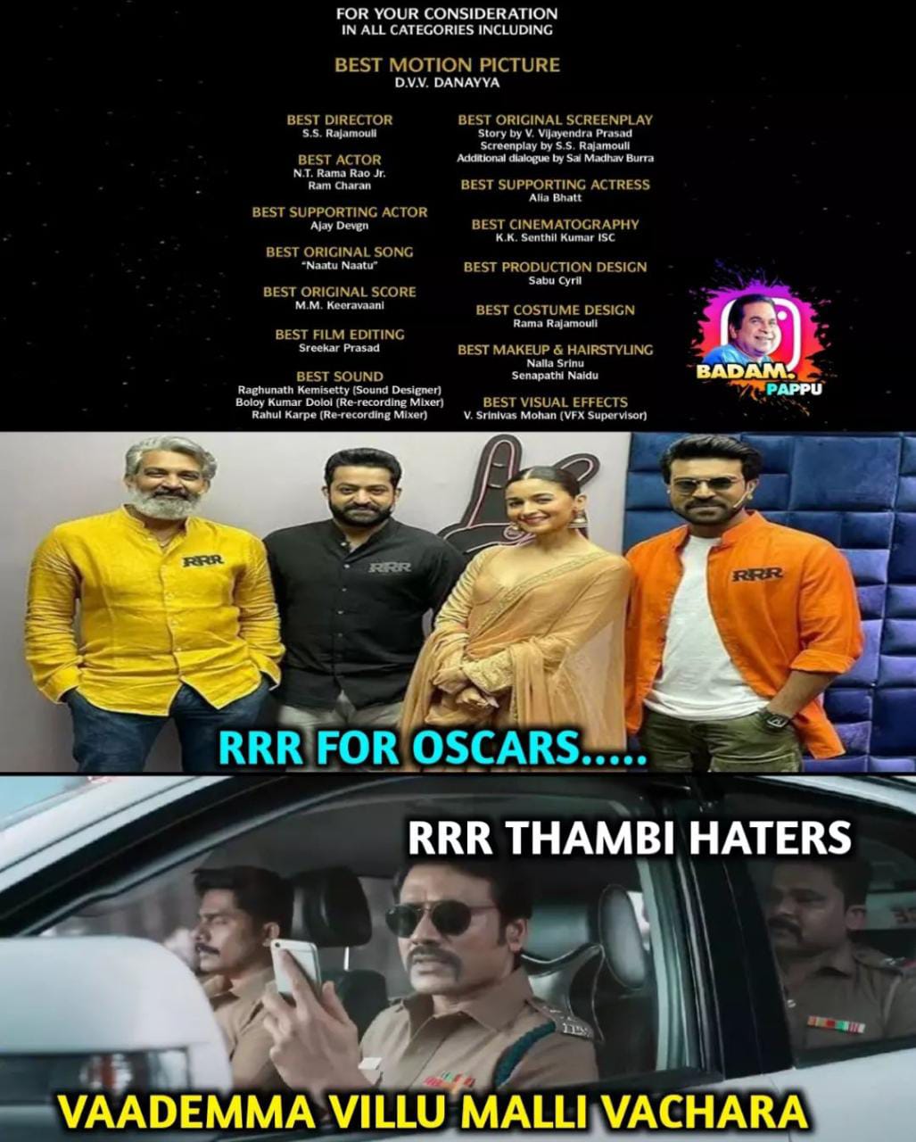 is there is a chance for rrr to oscars
