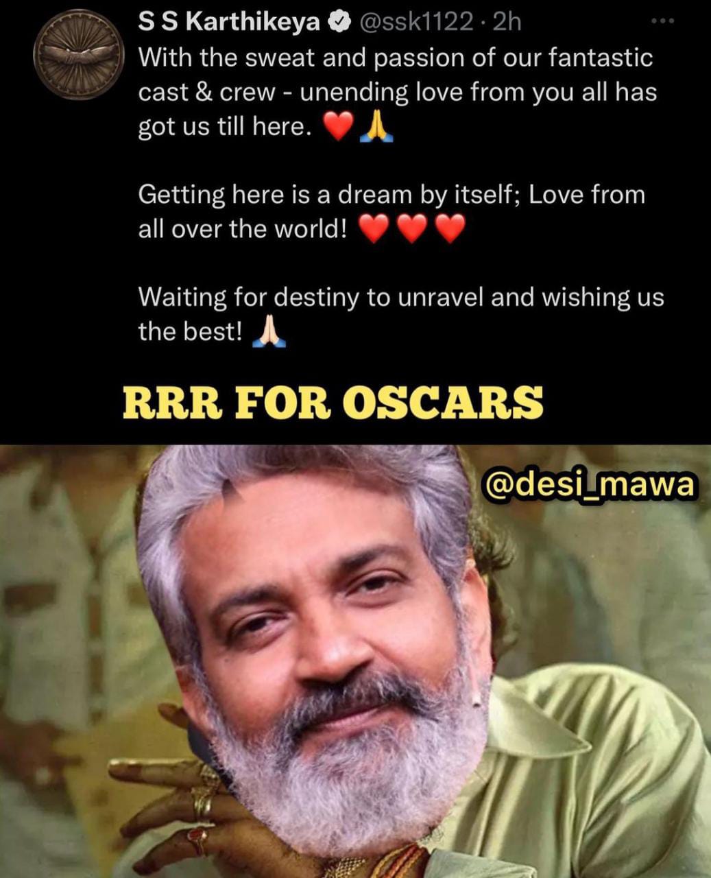 is there is a chance for rrr to oscars