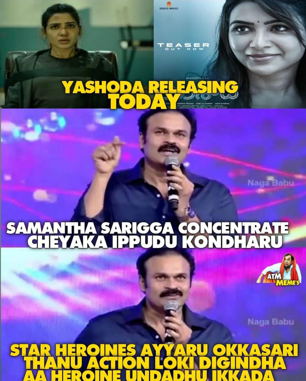 memes on samatha's yashoda movie hit talk.