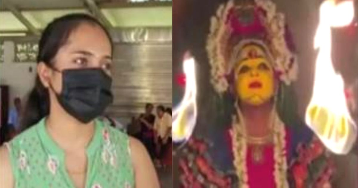 the women who makes reels as panjarli shows apologies to god..