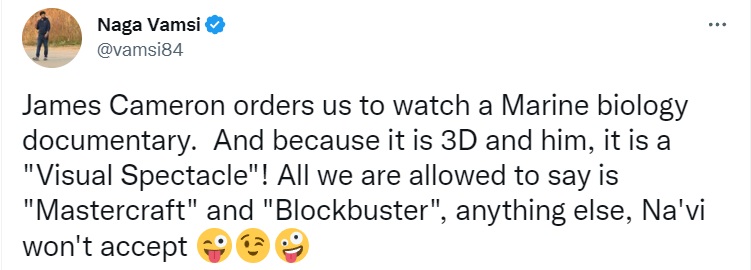 bheemla nayak producer naga vamsi comments on avatar 2 movie