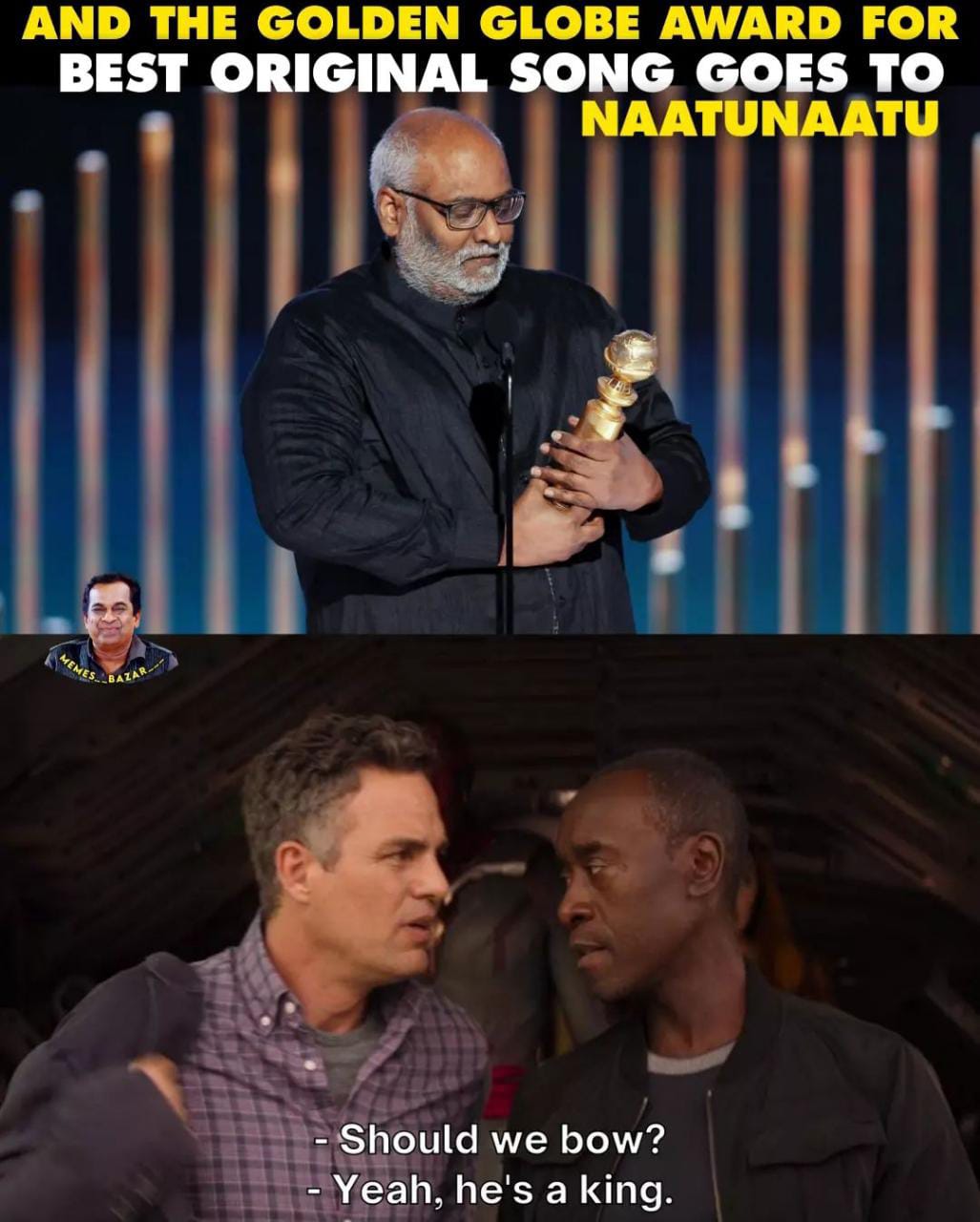 memes on RRR got golden globe award..