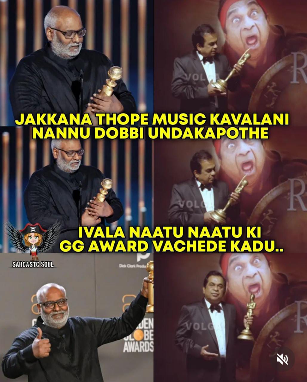 memes on RRR got golden globe award..