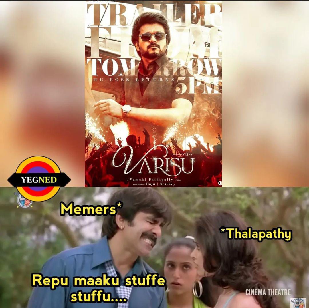 memes on thalapthy vijay varasudu movie trailer..!!