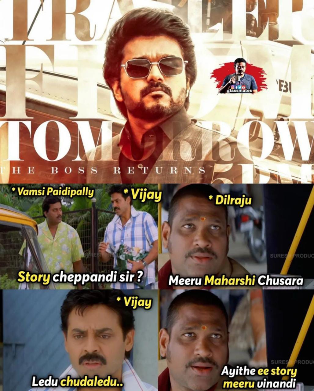 memes on thalapthy vijay varasudu movie trailer..!!