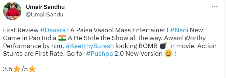 dasara review by umair sandhu
