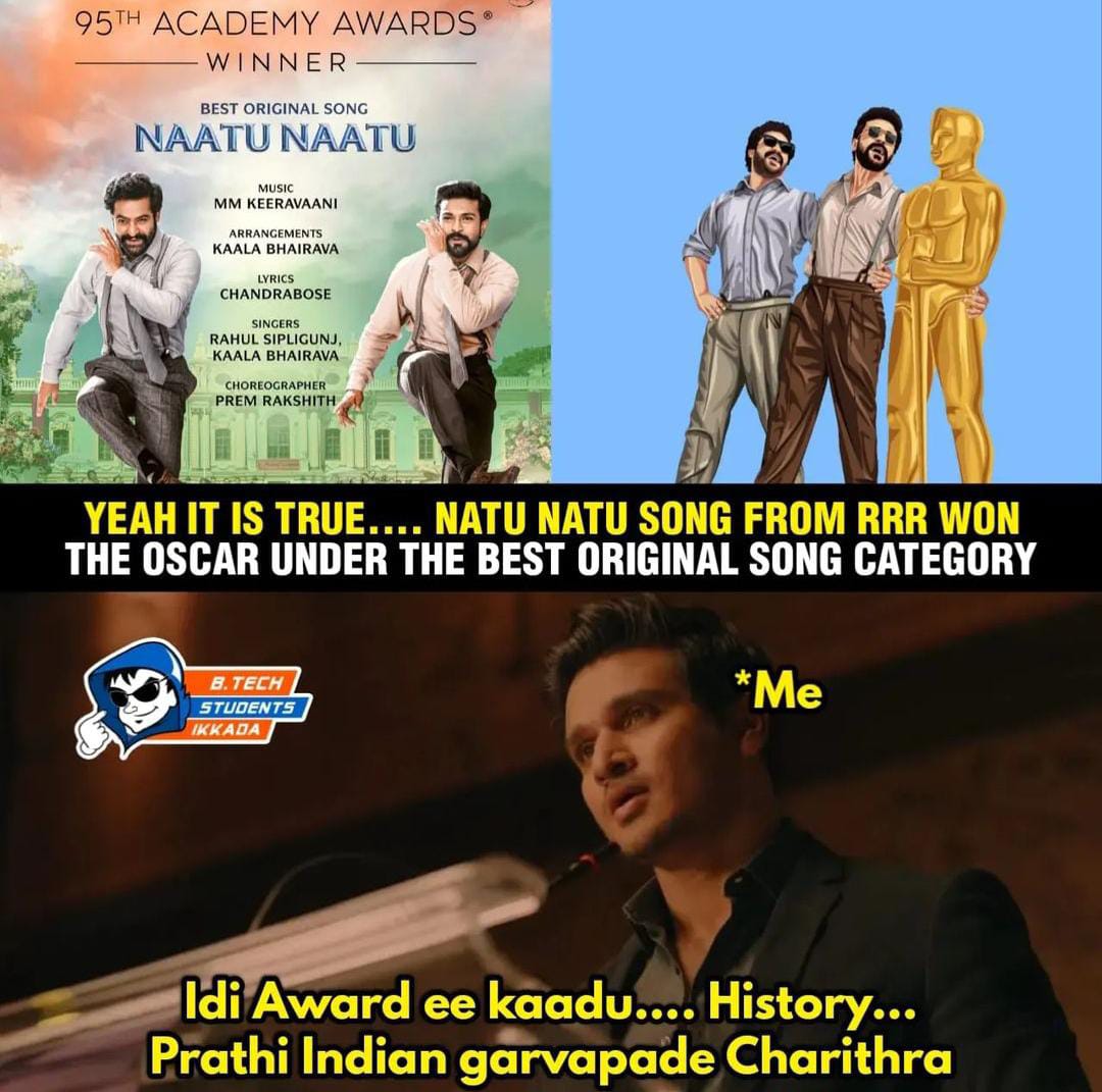 memes on RRR win oscar for 'natu natu' song..