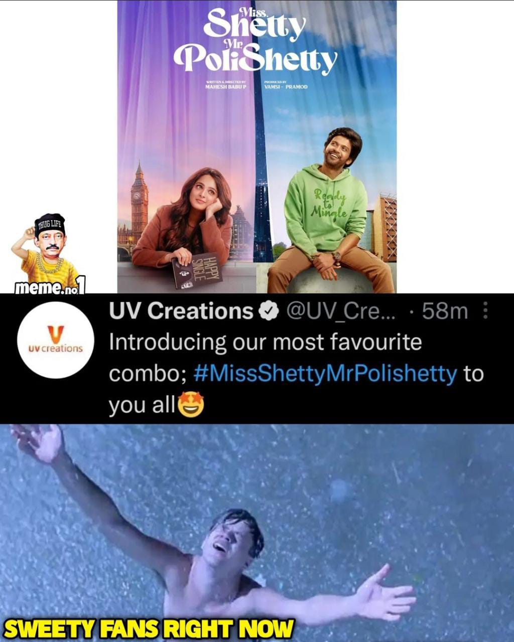 memes on anushka, naveen polishetty new movie first look poster..