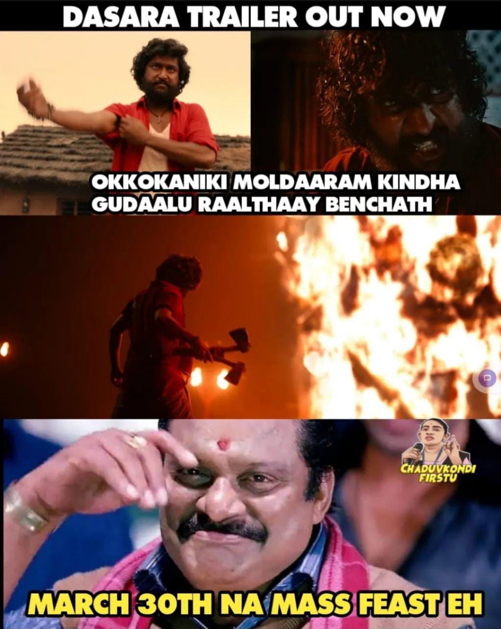 memes on nani's dasara movie trailer..!!