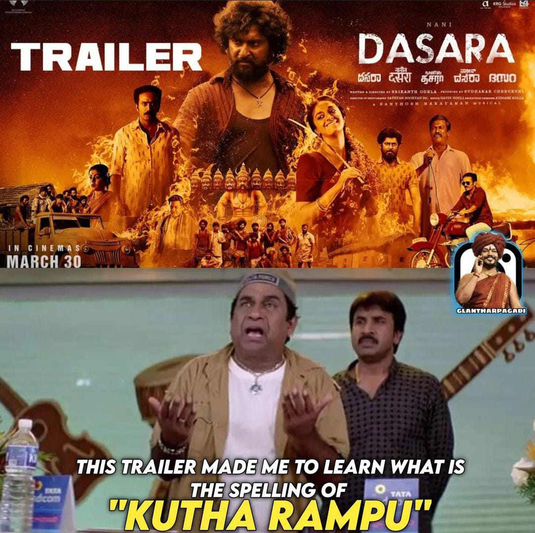 memes on nani's dasara movie trailer..!! 