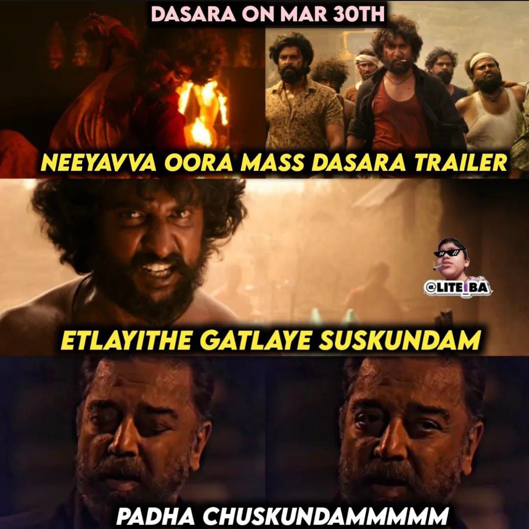 memes on nani's dasara movie trailer..!!