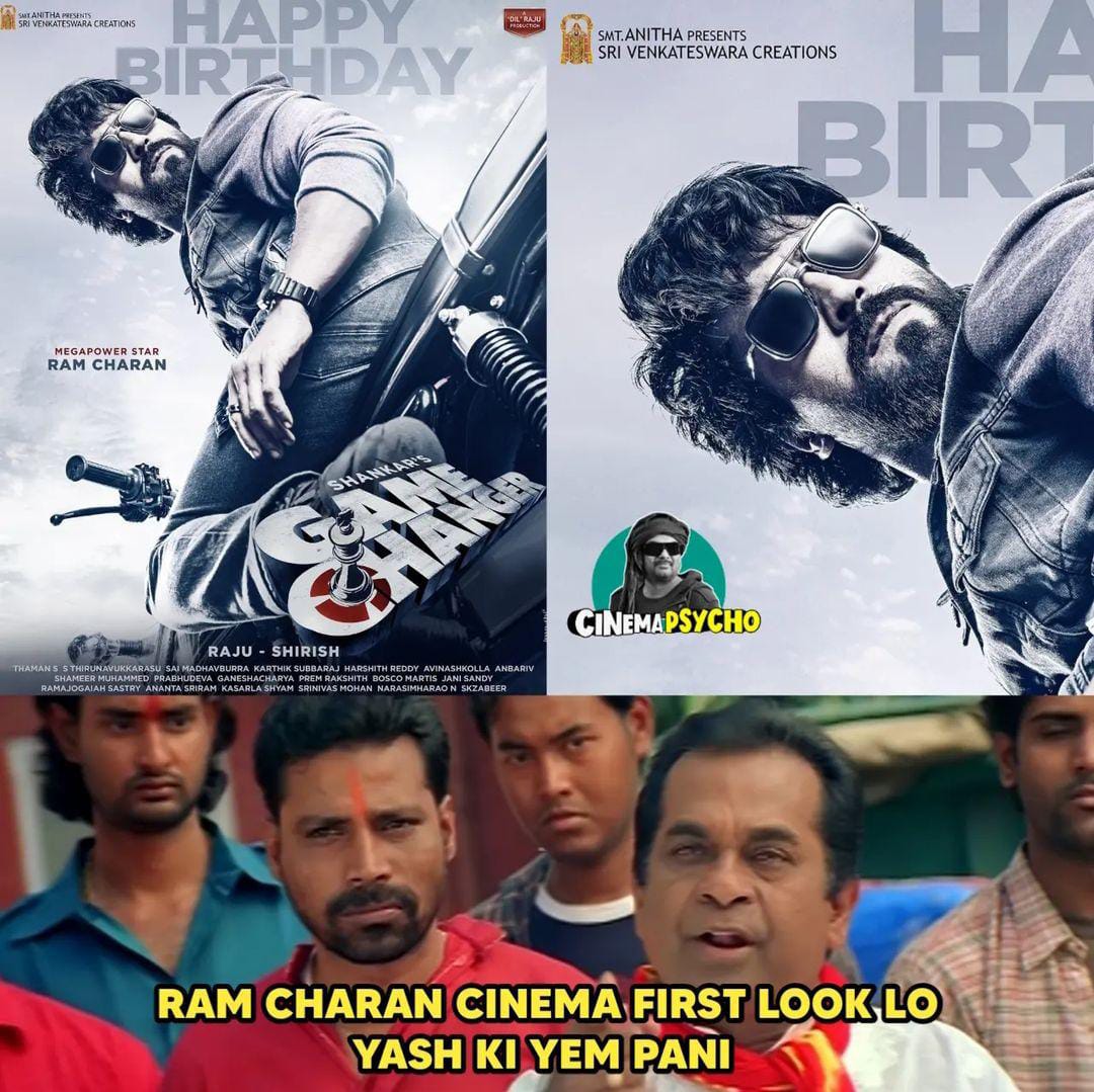 memes on ram charan - shankar game changer movie look..!!