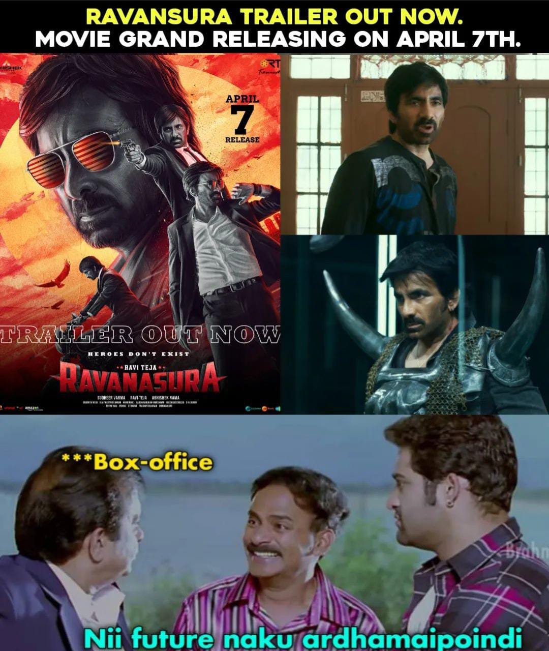 memes on raviteja ravanasura trailer..!!