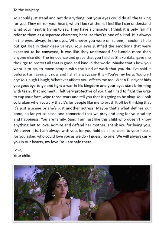 fan emotional letter to samantha