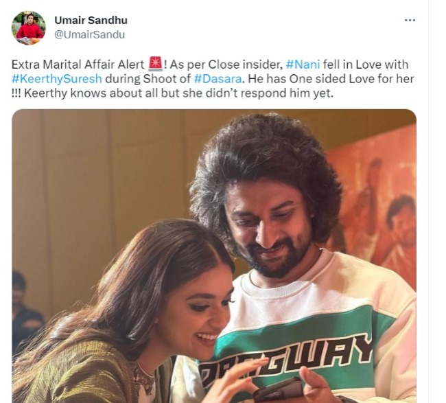 umair sandhu tweet on nani keerthy suresh