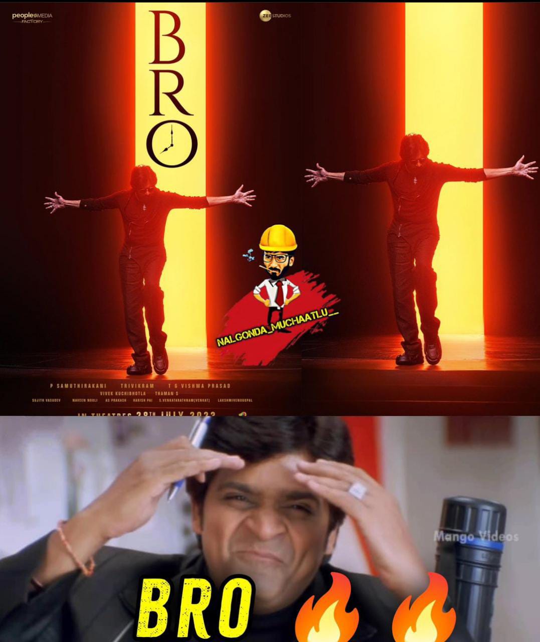 memes on pavan kalyan's bro movie title.. 