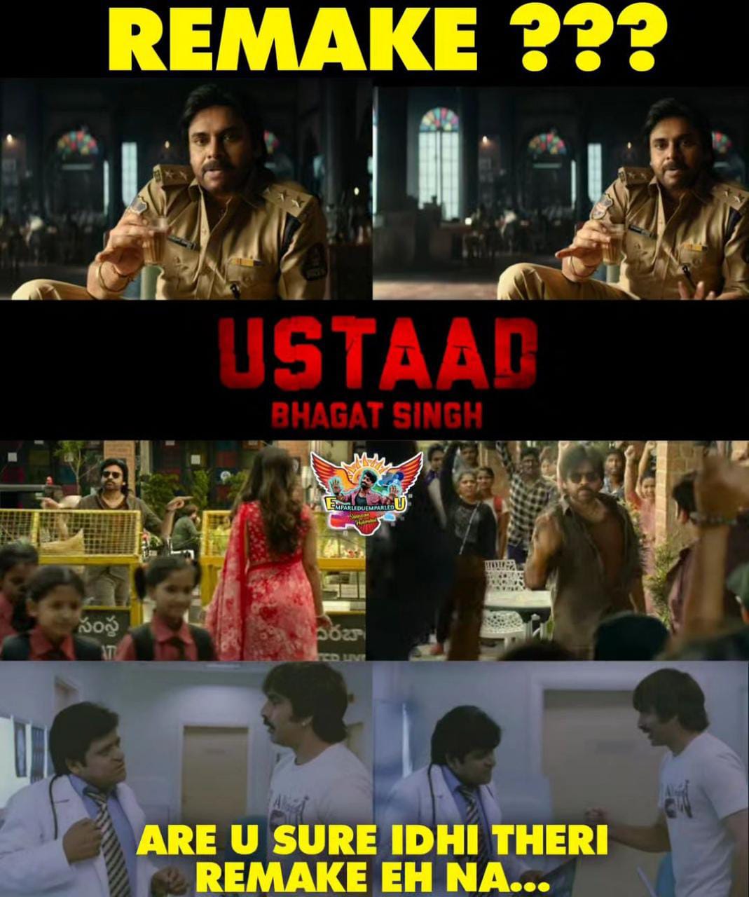memes on ustad bhagat singh first glimpse..!! 