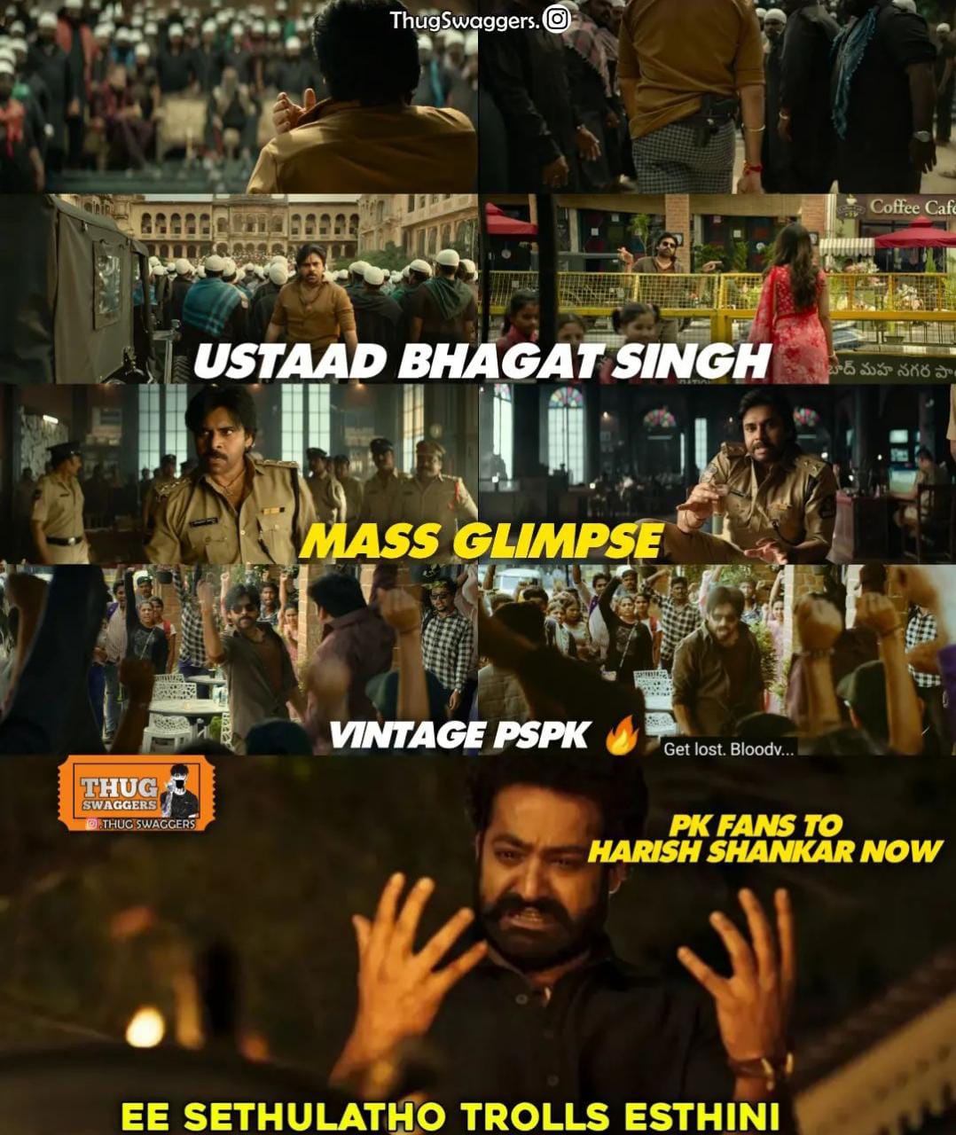 memes on ustad bhagat singh first glimpse..!! 
