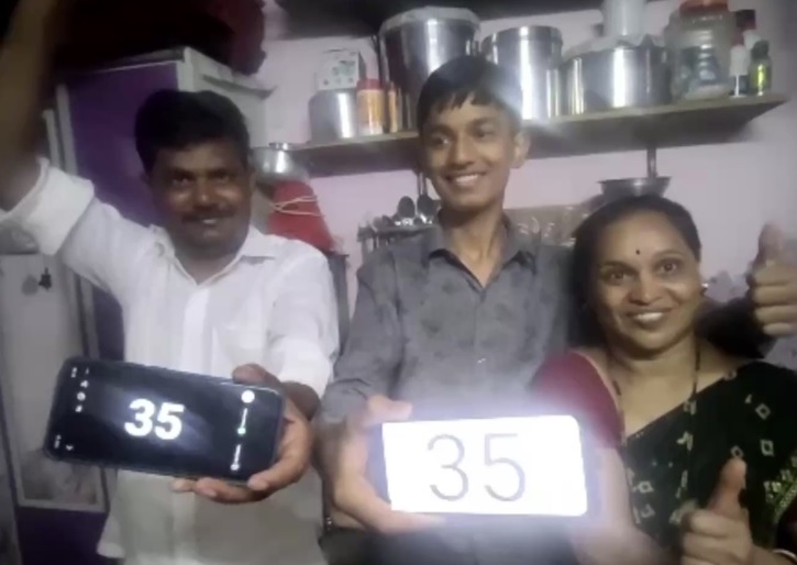 marathi boy scored 35 marks in subject.. his family celebrates his victory..