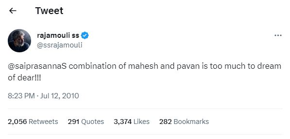 rajamouli tweet about pavan, mahesh movie..