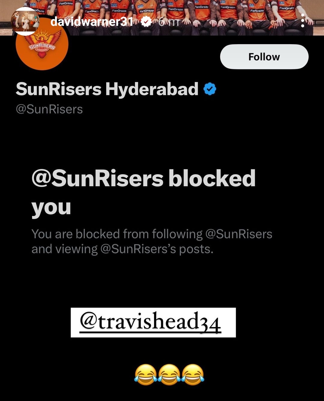 david warner post about sun risers hyderabad