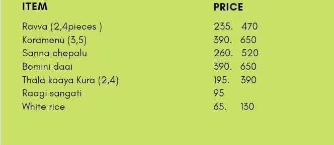 kirak rp hotel menu rates