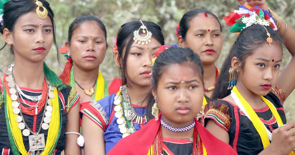 tharu tribe women serve food to their husband 3