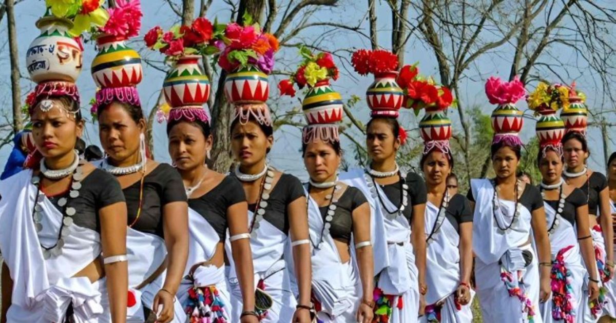 tharu tribe women serve food to their husband 3